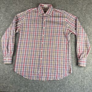 Peter Millar Button Down Plaid Dress Shirt Size L